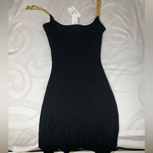 Black dress with gold chain straps - Windsor